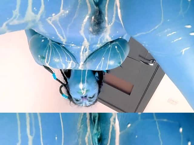 Busty Na'vi from Avatar sucks her big blue nipples
