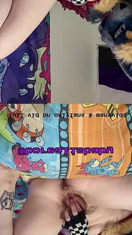 Stretching Vagina with Dragon Toy in Fursuit