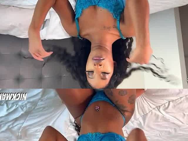 Mini Stallion - Inked Black Beauty Takes Jizz On Face - Brunette