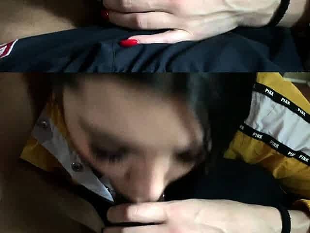 Real dutch brunette slut is giving blowjob and handjob