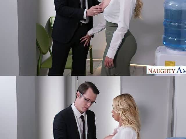 Gorgeous seductress Nikki Benz seduces her nerd and decent boss