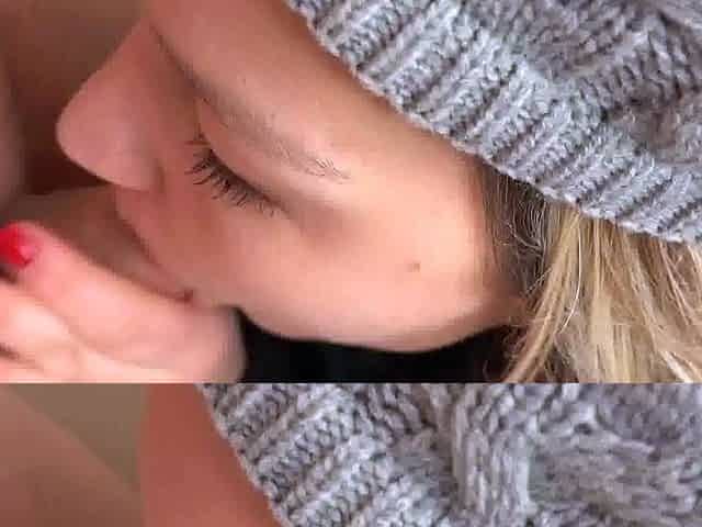 Amateur Blonde Blowjob handjob and cumshot