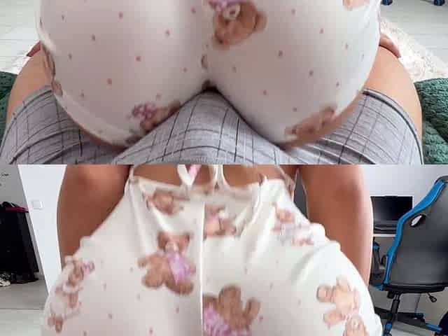 teen stepsister humps my dick with her big ass in the teddy