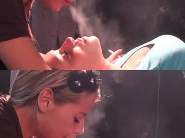 Lesbian smoking kisses