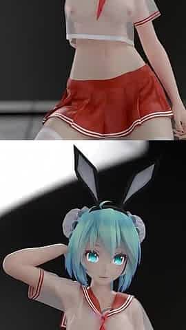 [mmd] Chocolate Cream Jk; Sexy College Girl Uniform; Ultra-short Skirt; White Stockings; Red-soled High Heels