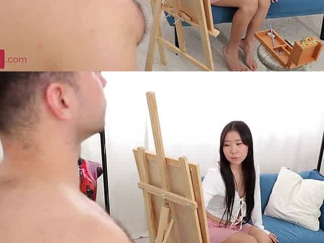 A cute Oriental sweetheart drew a dude and then drilled him