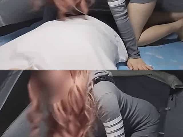 Riding sex in a tent