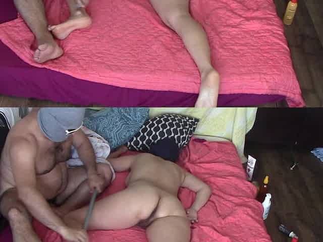 Sensual Massage of a Hot Couple with Oil on the Body.