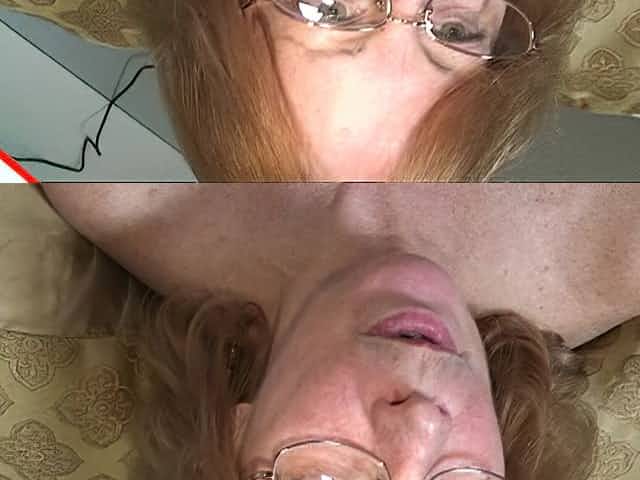 Nice bush on a busty mature babe sucking a dick