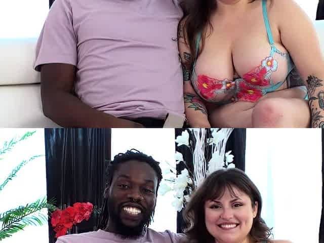 Chubby White Chick Samples a Big Black Dick