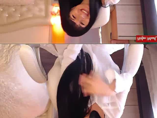 Helga Muah aka M'Lady White Shirt Ebony Underware Undress & Vagina Pleasures 07-31-2020
