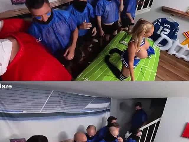BTS 360 Look At Cheerleader vs 2 Football Teams Team fuck