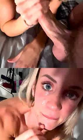 Amateur Blonde Gives A Handjob POV