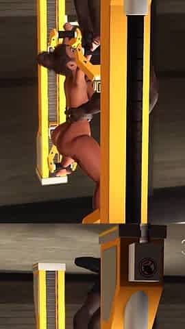 Restricted area. A sexy ebony in restraints gest fucked hard by a black big cock