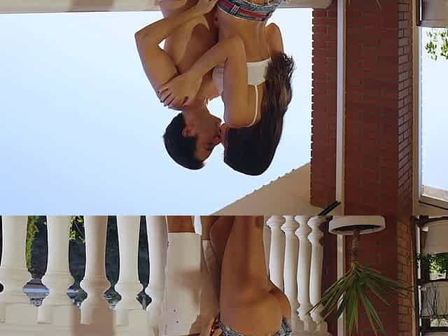 Busty Russian amateur teen fucks and sucks outdoor