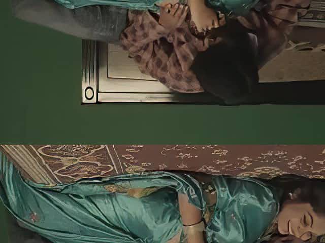 Satin silk saree aunty
