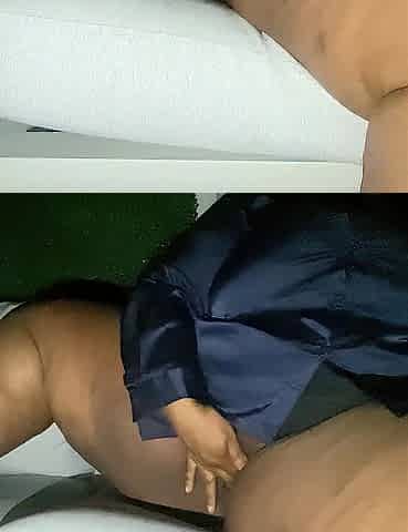 Black big beautiful woman white plays with snatch at work