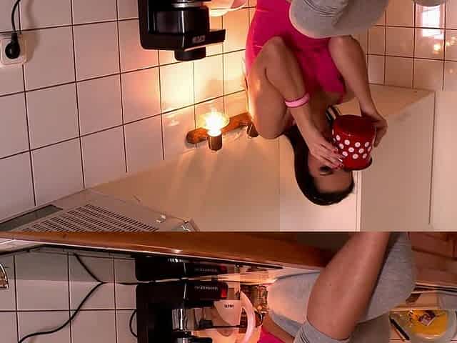 Brunette Kitchen Tease with Big Ass and Tits