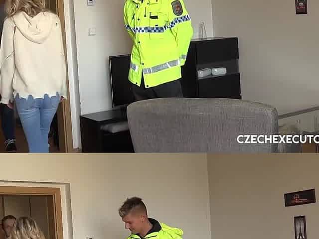 Czech Blonde Sucks Cops White Cock