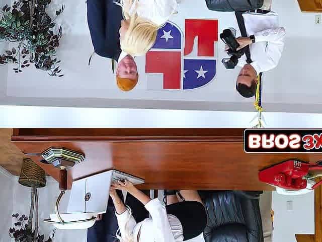 Blond Latin babe Takes a Hard Anal Pounding on the Presidential Desk