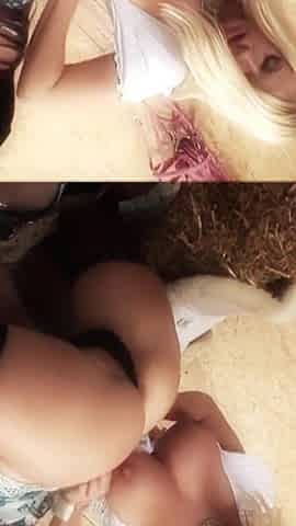 In the barn the blonde fucks a sexy MILF