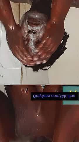 I groaned as I looked into these large brown eyes/SHOWER SCENE