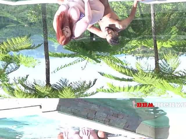 From The The Couch - Big ass BBW redhead in interracial outdoors by the pool