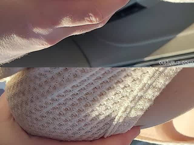 Stepsis with Sensitive Large Breasts in Sweater Teasing Me in the Car