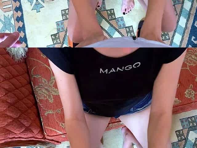 paid off the pizza delivery man with a blowjob and gave a