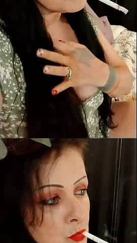 Cute Smoking MILF Red Lipstick