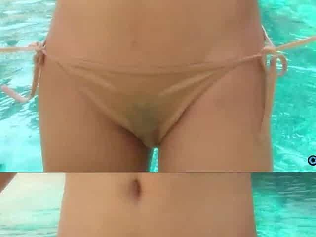 Slim dipping brunette hair leaves the pool to have her Oriental twat railed and jizzed on