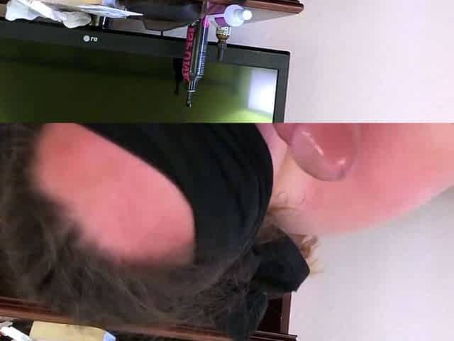 Big tit brunette sucks a big cock blowjob POV