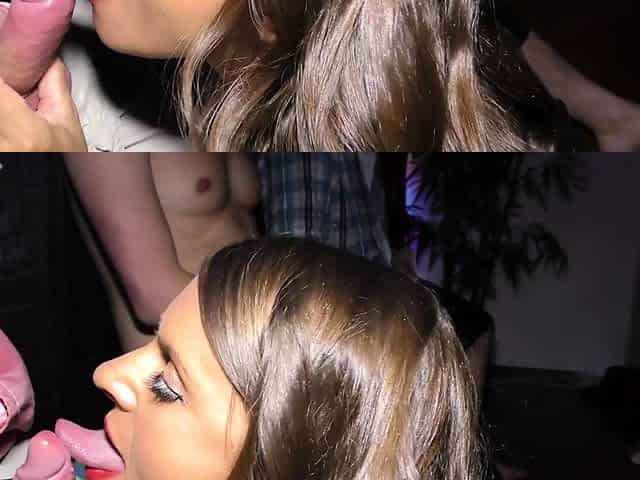 Party teen blowjob cumshot