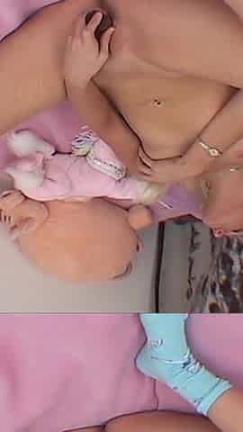 Caught Masturbating - Blonde with Big Tits Uses Dildo While Wearing Cute Socks