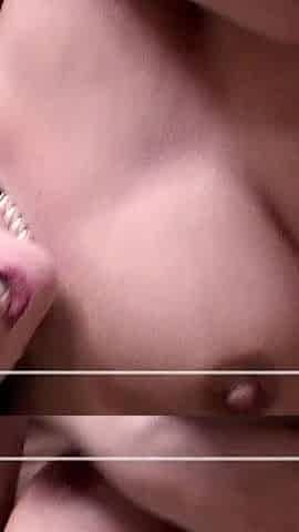 Blonde babe gets fucked and jizzed by two eager hunks