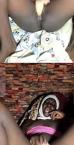 Ebony Slim Black love to bang her vagina with giant sex-toy
