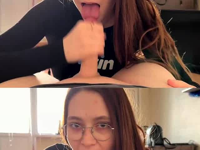 Blowjob from a redhead neighbor, she certainly knows how to