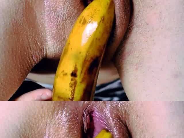 Asian Teen Masturbates with Banana on Webcam