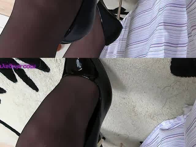 Sadie starlight in sheer ebony watch throughout tights with no knickers toying