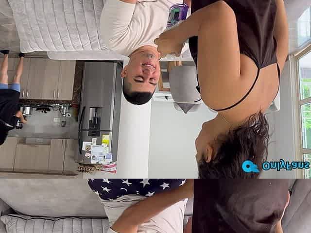 While I'm Cleaning the Furniture, My Brother-in-law Fucks My Ass in Front of My Stepsister.
