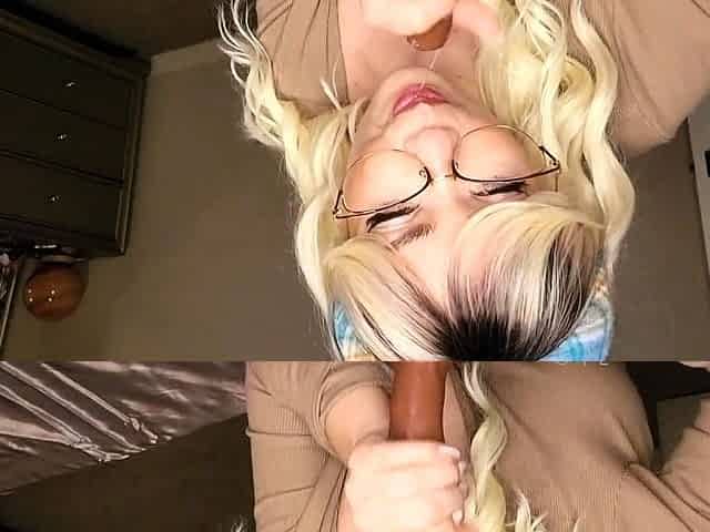 Nasty blonde girl solo pussy toying and masturbation fun