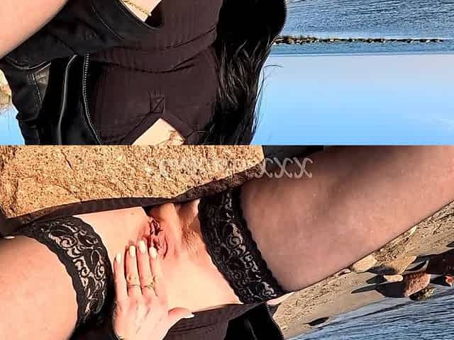 ElsaRixterXXX, HotWife. My walk out of pants along the town beach and the rocks by the sea.