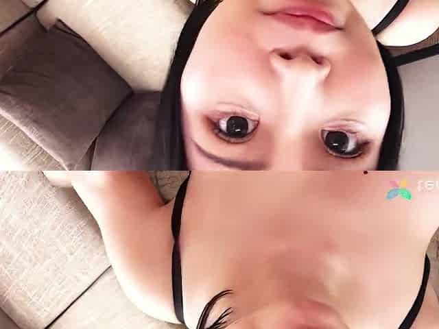 Busty Asian Enjoys Fucking With Him On The Couch After Blowing Him