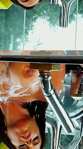 Dark Haired Beauty Brandy Aniston Rubs Her Shaved Pussy in the Bathtub