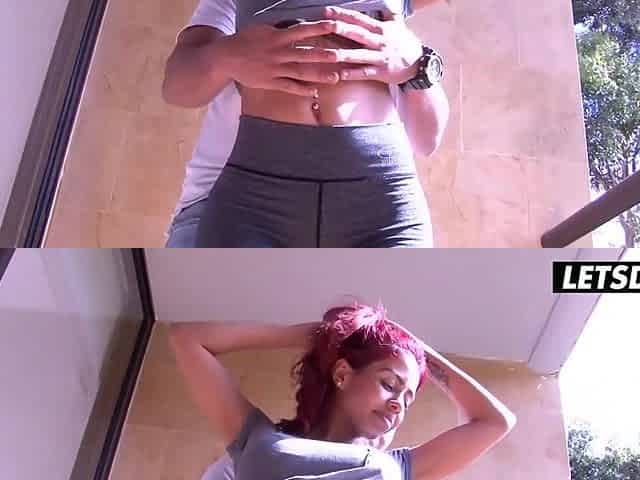 Large Tit Latin babe on All Fours... This chab Yanks Her Brassiere Down From Behind