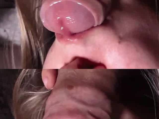 Sucking foreskin and eating M&Ms from below a ramrod - what an amazing clip!