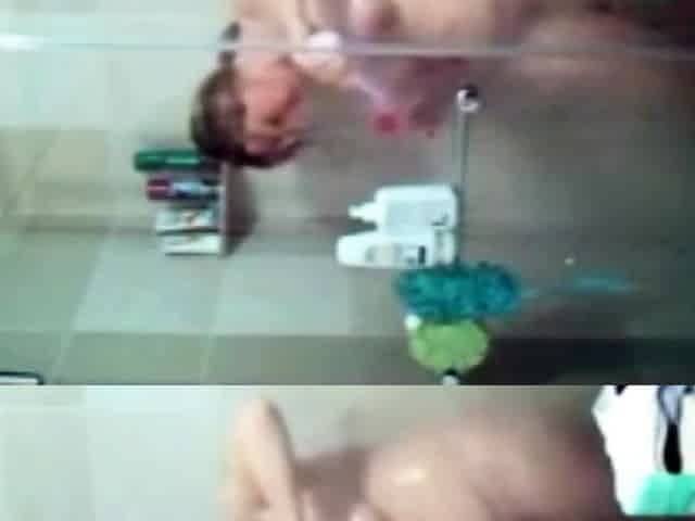 Spying on Sensual stepmom in shower
