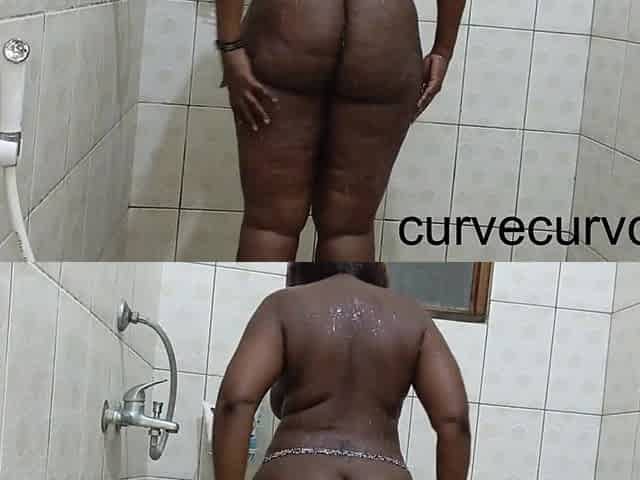 Large ass black Cuming and climax whilst being screwed in the shower