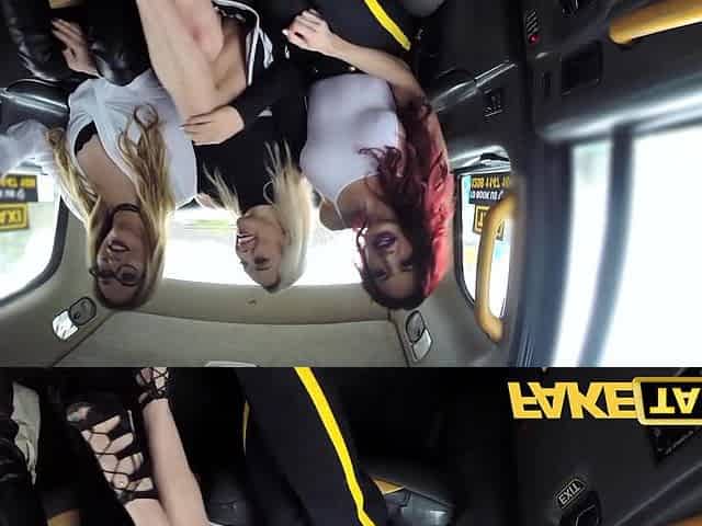 Fake Taxi Sexy Hot Lesbian Threesome in a Sperm-Stained London Taxi