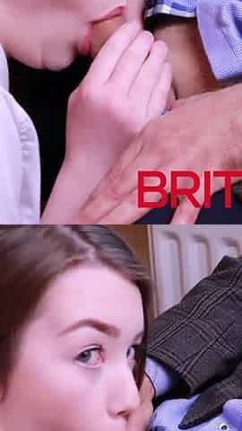 Naughty British 18-year-old in uniform blows her teacher